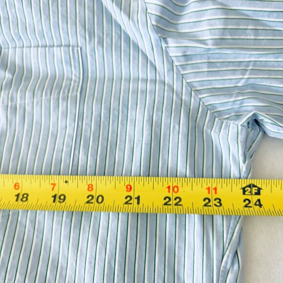 J. Crew Haberdashery Men's Blue/Green Striped Button-Down Shirt Size XL 17-17.5 - Picture 9 of 10